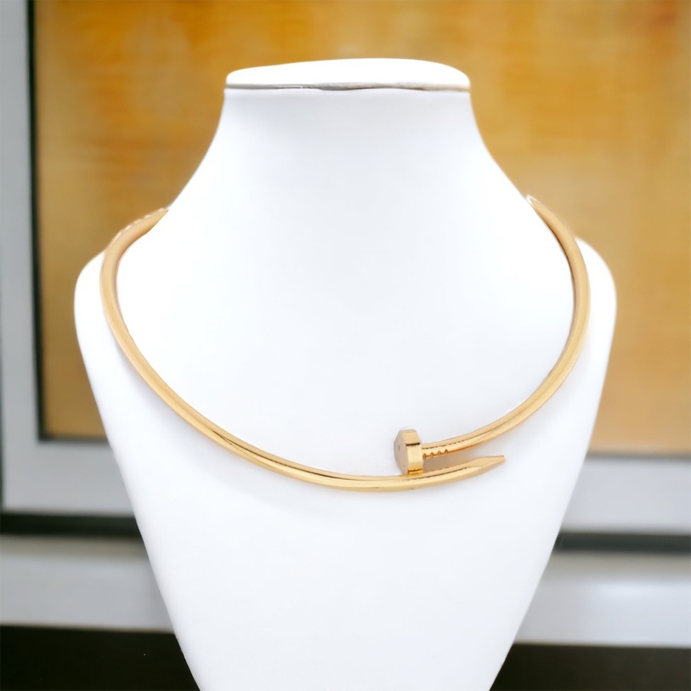 RESTOCKED Yellow Gold-Plated Stainless Steel Nail Collar Designer Style Necklace